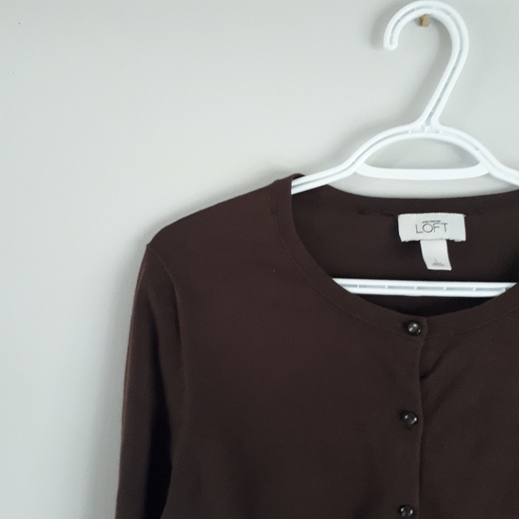 LOFT by Ann Taylor Brown Cardigan size Large - Picture 7 of 11